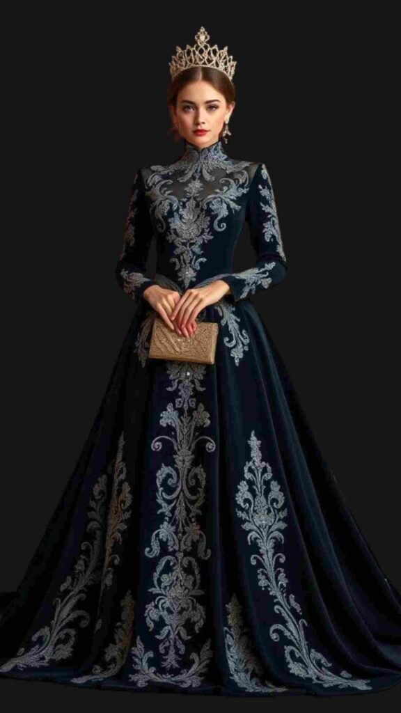 Royal Obsidian Gown – A Statement of Regality