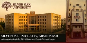 Silver Oak University campus building with modern architecture and landscaped grounds