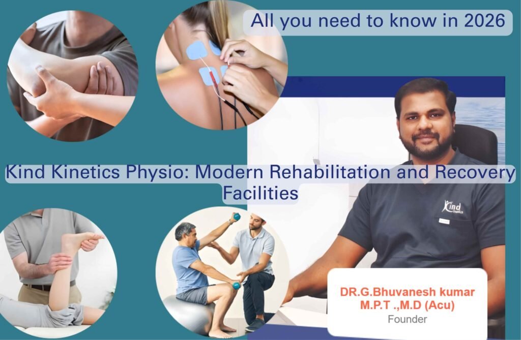 Kind Kinetics Physio: Complete Guide to Physiotherapy Clinic, Sports Rehabilitation, Pain Relief Therapy, and Recovery Treatments Modern physiotherapy clinic with treatment tables, rehabilitation equipment and recovery facilities.